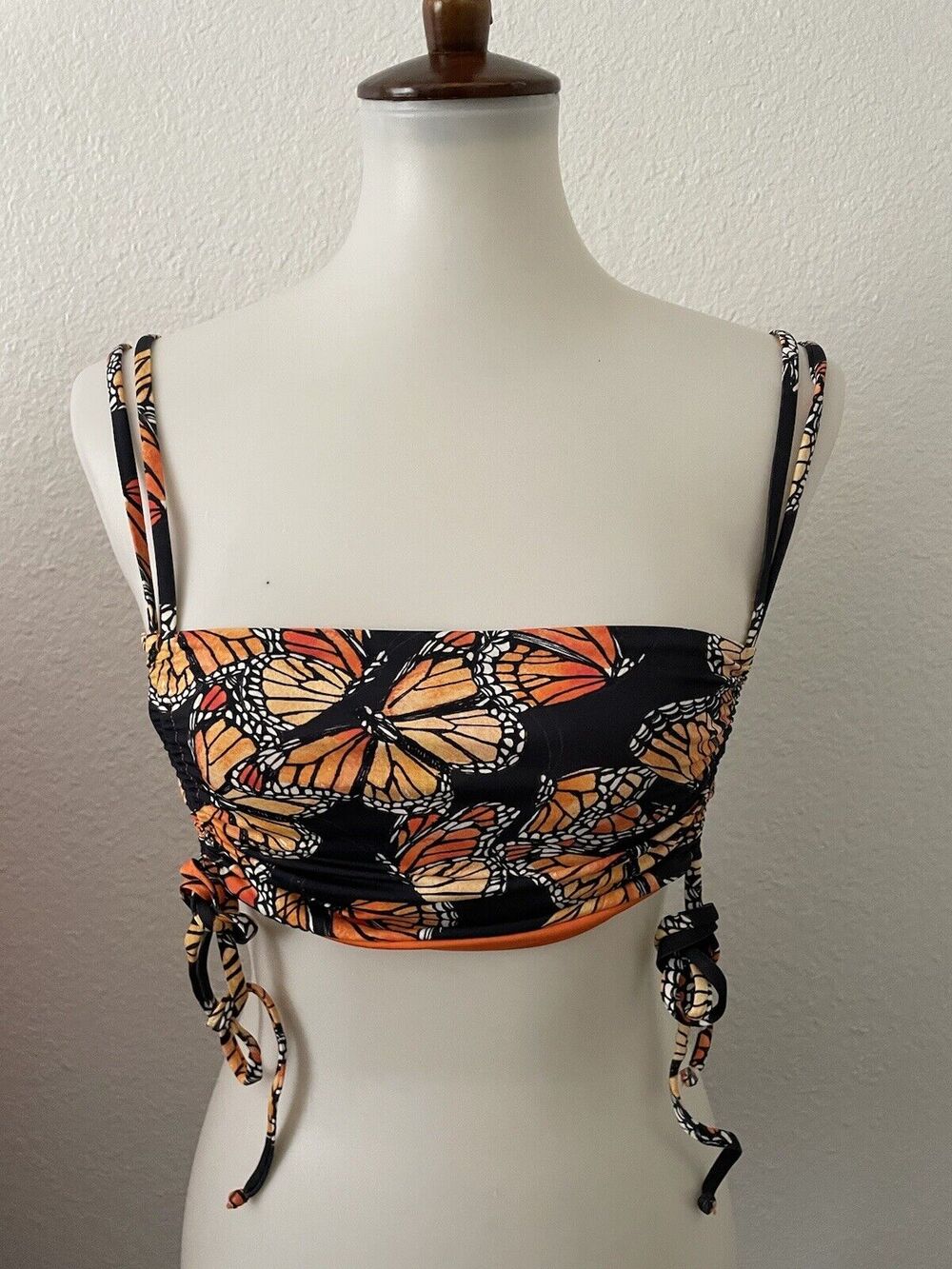 Toluca Swim Bikini Top Monarch Butterfly Print Fairycore Whimsigoth Boho